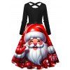 Christmas Couple Outfit Santa Claus Bell Print Belt Dress and Shirt Set - Rouge Vineux S | US 4