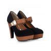 Coloblock Sandals Chunky High Heels Square Ring Sandals - Noir EU 42