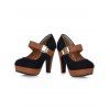 Coloblock Sandals Chunky High Heels Square Ring Sandals - Noir EU 42