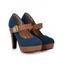 Coloblock Sandals Chunky High Heels Square Ring Sandals - Bleu EU 43