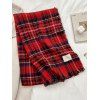Écharpe de Noël à carreaux et pompons, chaude - Rouge 