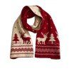 Écharpe à motif géométrique de sapin de Noël et flocons de neige et élans - Rouge 