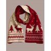 Écharpe à motif géométrique de sapin de Noël et flocons de neige et élans - Rouge 