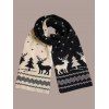 Écharpe à motif géométrique de sapin de Noël et flocons de neige et élans - Noir 