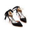 Faux Pearl Ribbon High Heel Pointed Toe Elegance Party Sandals - Noir EU 43