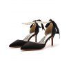 Faux Pearl Ribbon High Heel Pointed Toe Elegance Party Sandals - Noir EU 43