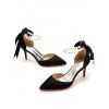 Faux Pearl Ribbon High Heel Pointed Toe Elegance Party Sandals - Noir EU 43