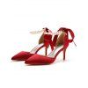 Faux Pearl Ribbon High Heel Pointed Toe Elegance Party Sandals - Rouge EU 43