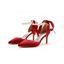 Faux Pearl Ribbon High Heel Pointed Toe Elegance Party Sandals - Rouge EU 43