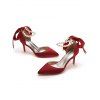 Faux Pearl Ribbon High Heel Pointed Toe Elegance Party Sandals - Rouge EU 43