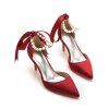 Faux Pearl Ribbon High Heel Pointed Toe Elegance Party Sandals - Rouge EU 43