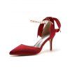 Faux Pearl Ribbon High Heel Pointed Toe Elegance Party Sandals - Rouge EU 43