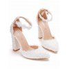 Floral Lace Panel Buckle Strap High Heels Elegance Wedding Sandals - Blanc EU 43