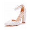 Floral Lace Panel Buckle Strap High Heels Elegance Wedding Sandals - Blanc EU 43