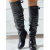 Solid Color Ruched Bowknot Knee-length Boots - Rouge EU 42