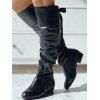 Solid Color Ruched Bowknot Knee-length Boots - Rouge EU 42