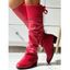 Solid Color Ruched Bowknot Knee-length Boots - Rouge EU 42