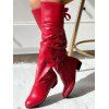 Solid Color Ruched Bowknot Knee-length Boots - Noir EU 42