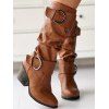 Solid Color O Ring Buckle Chunky Heels Equestrian-Style Boots - Noir EU 43