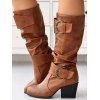 Solid Color O Ring Buckle Chunky Heels Equestrian-Style Boots - Noir EU 43