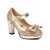 Party Sandals Sequined Bowknot Heart Ring Buckle Strap Chunky Heels Sandals - Argent EU 43