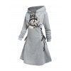 Robe sweat à capuche de Noël à imprimé bonhomme de neige et manches longues lacées - Gris Clair XXL | US 14