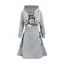 Robe sweat à capuche de Noël à imprimé bonhomme de neige et manches longues lacées - Gris Clair XXL | US 14