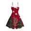 Robe de Noël imprimée sapin et flocons de neige en 3D, mini-robe en fausse fourrure - Rouge Vineux XXXXXL | US 20
