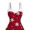 Robe de Noël imprimée sapin et flocons de neige en 3D, mini-robe en fausse fourrure - Rouge Vineux XXXXXL | US 20