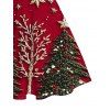 Robe de Noël imprimée sapin et flocons de neige en 3D, mini-robe en fausse fourrure - Rouge Vineux XXXXXL | US 20