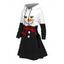 Robe sweat à capuche de Noël colorblock bonhomme de neige imprimé foulard à carreaux robe à lacets - Noir XXXXXL | US 20