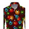 Chemise de Noël pour homme à carreaux avec imprimé chaînes d'éclairs, manches longues - Rouge foncé 5XL
