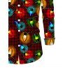 Chemise de Noël pour homme à carreaux avec imprimé chaînes d'éclairs, manches longues - Rouge foncé 5XL