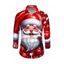 Chemise de Noël pour homme, manches longues, imprimé Père Noël et clochette. - Rouge Vineux 5XL