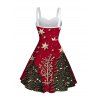 Holiday Couple Outfit Snowflake Christmas Tree Print Faux Fur Dress and Shirt Set - Rouge Vineux S | US 4