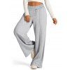 Casual Women Outfit Zip Up Stand-up Collar Sweater and Wide Leg Pants Set - Gris Clair S | US 4