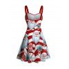 Robe de Noël mignonne avec imprimé rayé Père Noël et ceinture froncée - Rouge XXXXXL | US 20