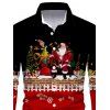 Chemise homme à manches longues, imprimé Père Noël, sapin de Noël et flocons de neige, colorblock - Rouge Vineux 5XL