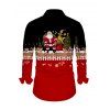 Chemise homme à manches longues, imprimé Père Noël, sapin de Noël et flocons de neige, colorblock - Rouge Vineux 5XL