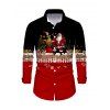 Chemise homme à manches longues, imprimé Père Noël, sapin de Noël et flocons de neige, colorblock - Rouge Vineux 5XL