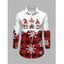 Chemise de Noël pour homme à carreaux colorblock avec imprimé Père Noël et flocons de neige, manches longues - Rouge Vineux 5XL