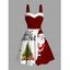 Robe colorblock Père Noël sapin de Noël imprimé lettres mini en fausse fourrure - Rouge Vineux XXXXXL | US 20