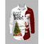 Chemise homme à manches longues, imprimé Père Noël, sapin de Noël et lettres, colorblock - Rouge Vineux 5XL