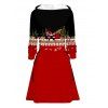 Colorblock Couple Outfit Santa Claus Christmas Tree Print Hoodie Dress and Shirt Set - Rouge Vineux S | US 4