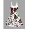 Robe de Noël imprimée sapin de Noël, mini-robe en fausse fourrure - Brun XXXXXL | US 20