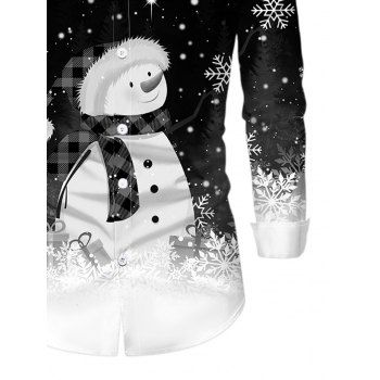 Christmas Couple Outfit Snowman Snowflake Print Hoodie Dress and Shirt Set