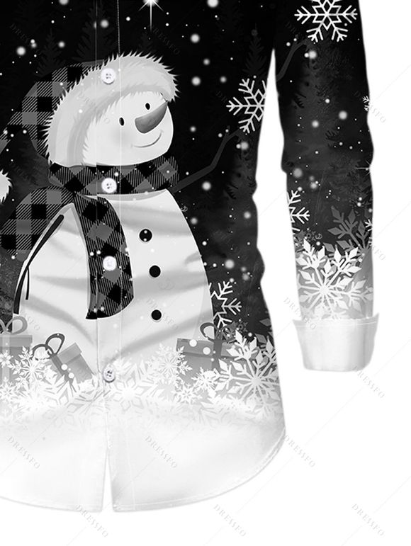 Christmas Couple Outfit Snowman Snowflake Print Hoodie Dress and Shirt Set - Noir S | US 4