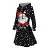 Robe sweat à capuche de Noël à pois, imprimé Père Noël et lettres, à lacets - Noir XXXXXL | US 20