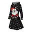 Robe sweat à capuche de Noël à pois, imprimé Père Noël et lettres, à lacets - Noir XXXXXL | US 20