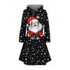 Robe sweat à capuche de Noël à pois, imprimé Père Noël et lettres, à lacets - Noir XXXXXL | US 20